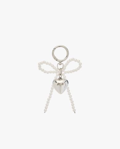  MLB - Móc khóa túi xách nữ Pearl Ribbon Heart 