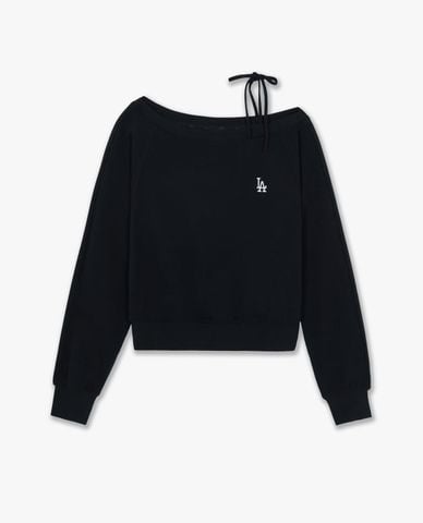  MLB - Áo sweatshirt nữ lệch vai phối dây Varsity Sporty 