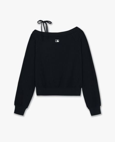  MLB - Áo sweatshirt nữ lệch vai phối dây Varsity Sporty 