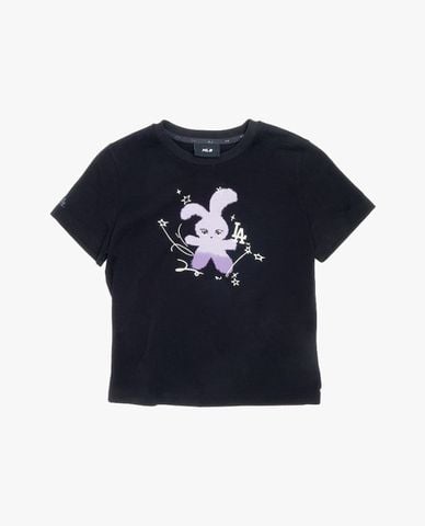  MLB - Áo croptop nữ cổ tròn tay ngắn in họa tiết 