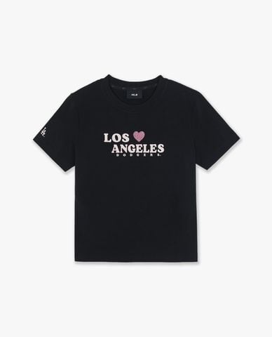  MLB - Áo thun nữ tay ngắn Leopard Heart Lettering 