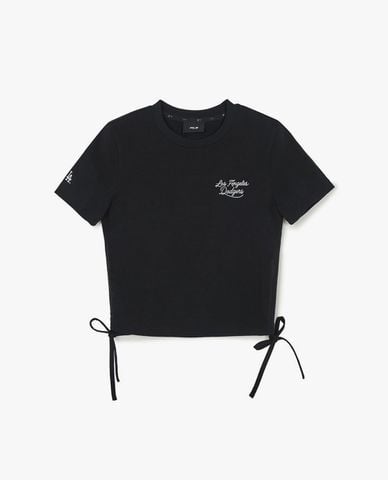  MLB - Áo croptop nữ tay ngắn phối dây rút Varsity 