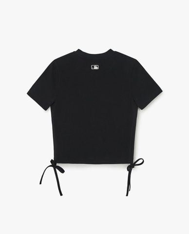  MLB - Áo croptop nữ tay ngắn phối dây rút Varsity 