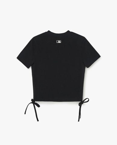  MLB - Áo croptop nữ tay ngắn phối dây rút Varsity 