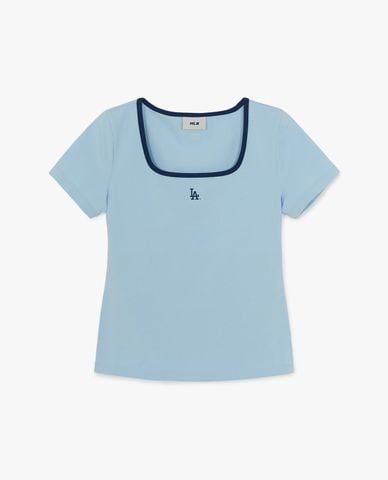  MLB - Áo thun nữ cổ vuông tay ngắn Basic 