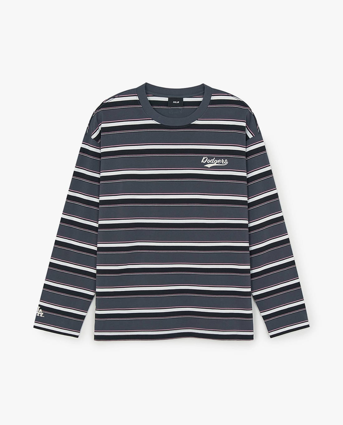 MLB - Áo thun unisex cổ tròn tay dài kẻ sọc Sportive