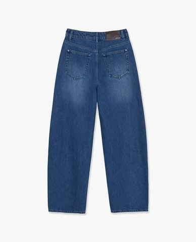  MLB - Quần jeans nữ ống rộng đính họa tiết 