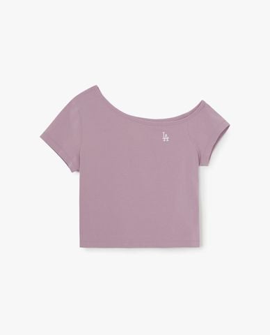  MLB - Áo trễ vai nữ tay ngắn phom croptop Basic 
