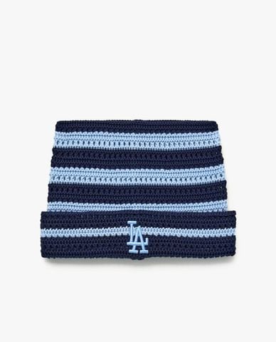 MLB - Nón len unisex tai mèo kẻ sọc Summer 