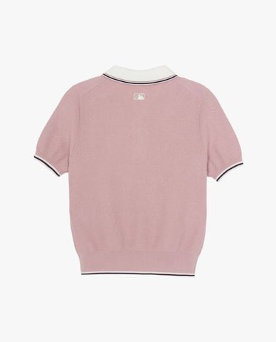 MLB - Áo polo nữ dệt kim tay ngắn Varsity Color Block 