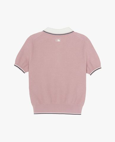 MLB - Áo polo nữ dệt kim tay ngắn Varsity Color Block 