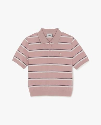  MLB - Áo polo nữ tay ngắn kẻ sọc Varsity 