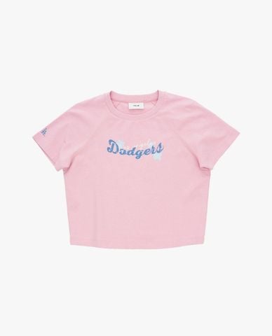  MLB - Áo croptop nữ cổ tròn tay ngắn in chữ 