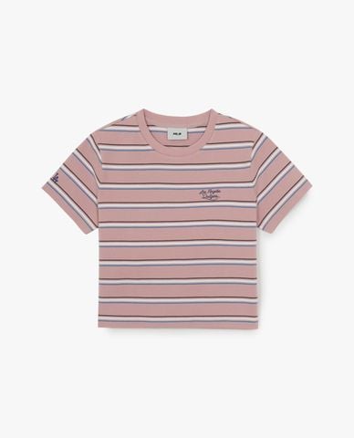  MLB - Áo croptop nữ cổ tròn tay ngắn Sportive Striped 