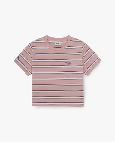  MLB - Áo croptop nữ cổ tròn tay ngắn Sportive Striped 