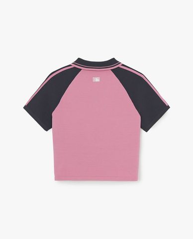  MLB - Áo croptop nữ cổ bẻ tay ngắn Varsity 