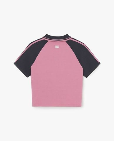  MLB - Áo croptop nữ cổ bẻ tay ngắn Varsity 