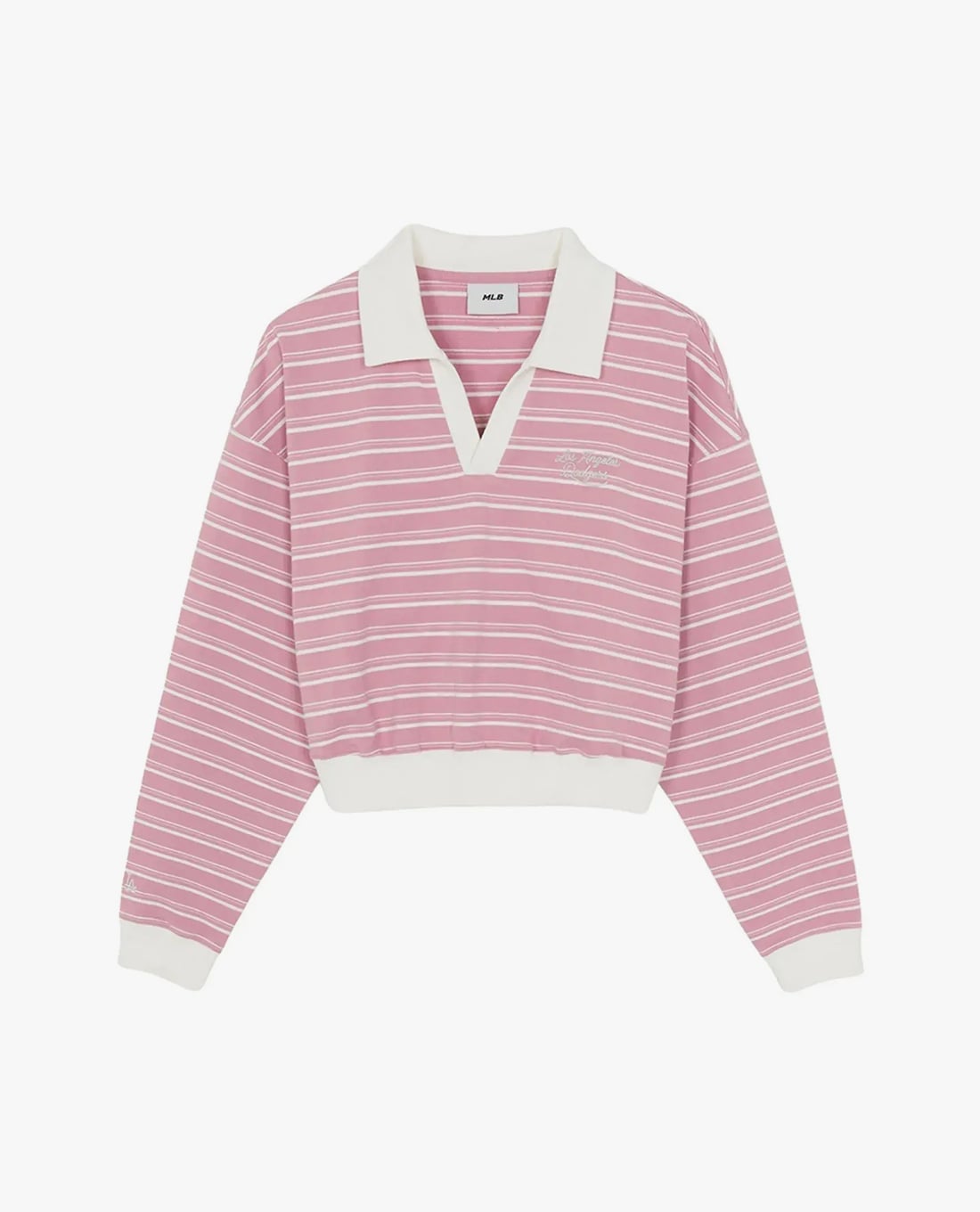 MLB - Áo polo nữ tay dài phối sọc Varsity