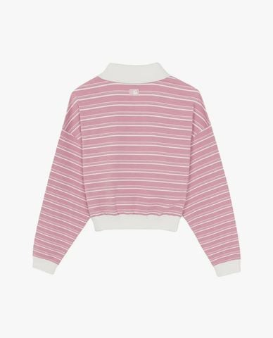  MLB - Áo polo nữ tay dài phối sọc Varsity 