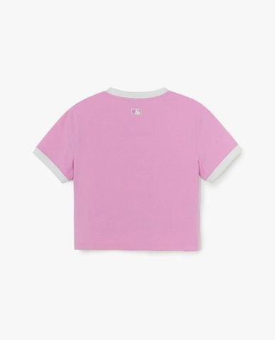  MLB - Áo croptop nữ cổ tròn tay ngắn Ringer Slim 