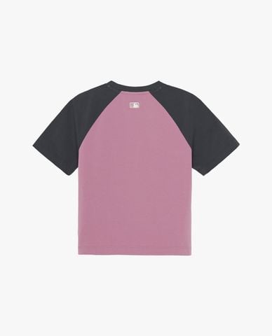  MLB - Áo croptop nữ cổ tròn tay ngắn Vintage Colorblock 