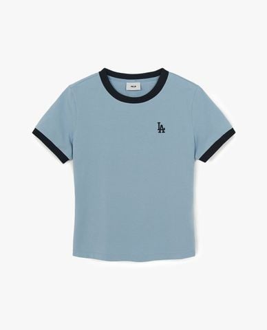  MLB - Áo thun nữ cổ tròn tay ngắn Basic Small Logo Ringer 