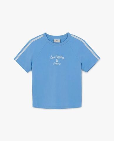  MLB - Áo croptop nữ tay ngắn phối viền Varsity 