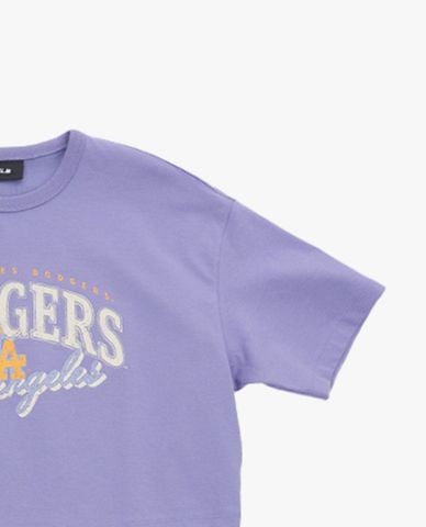  MLB - Áo croptop nữ cổ tròn tay ngắn Varsity 