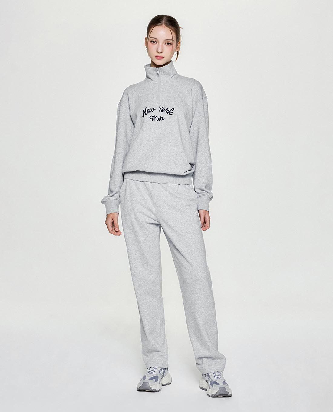 MLB - Áo sweatshirt unisex cổ bẻ tay dài Basic Lettering MLB