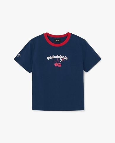  MLB - Áo croptop nữ cổ tròn tay ngắn Summer Fruits 