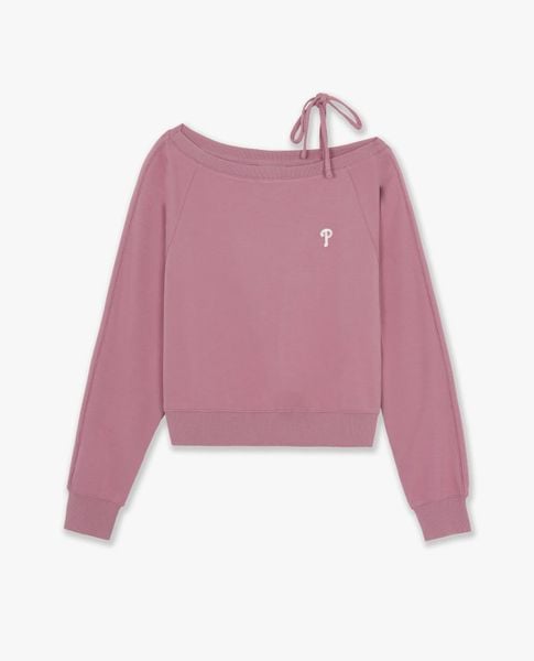  MLB - Áo sweatshirt nữ lệch vai phối dây Varsity Sporty 