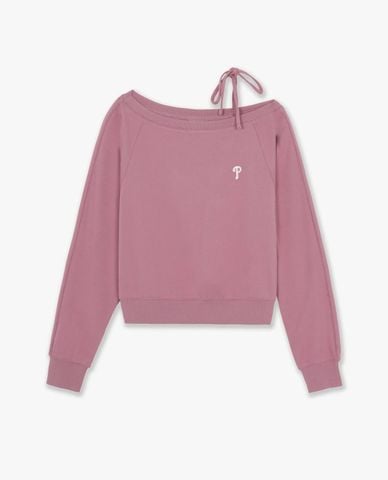  MLB - Áo sweatshirt nữ lệch vai phối dây Varsity Sporty 