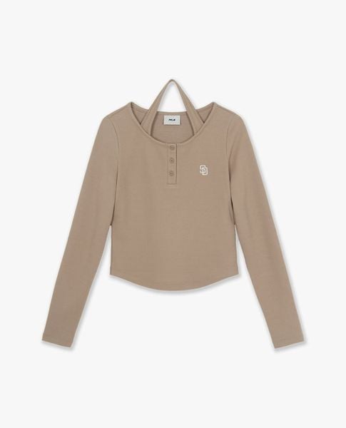  MLB - Áo kiểu nữ cổ tròn tay dài phối layer Basic 