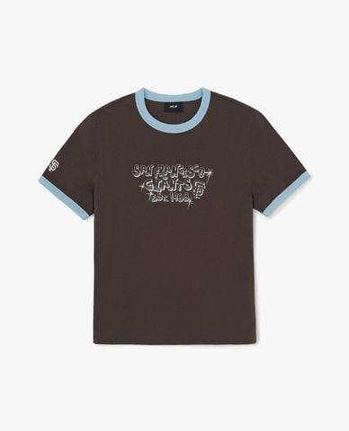  MLB - Áo thun unisex cổ tròn tay ngắn Letter Graphic 