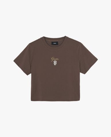  MLB - Áo croptop nữ cổ tròn tay ngắn Sheriff Logo 