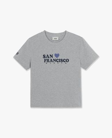  MLB - Áo thun nữ tay ngắn Leopard Heart Lettering 