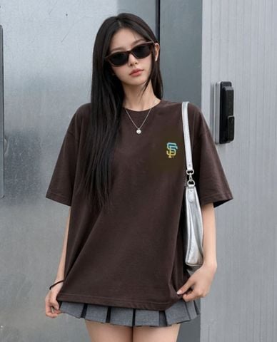  MLB - Áo thun unisex cổ tròn tay ngắn phối logo 