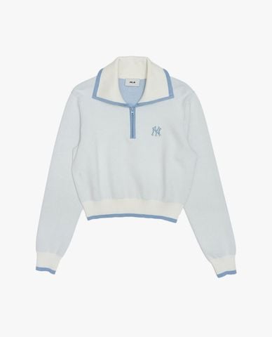  MLB - Áo polo nữ cổ bẻ tay dài phối logo Varsity 