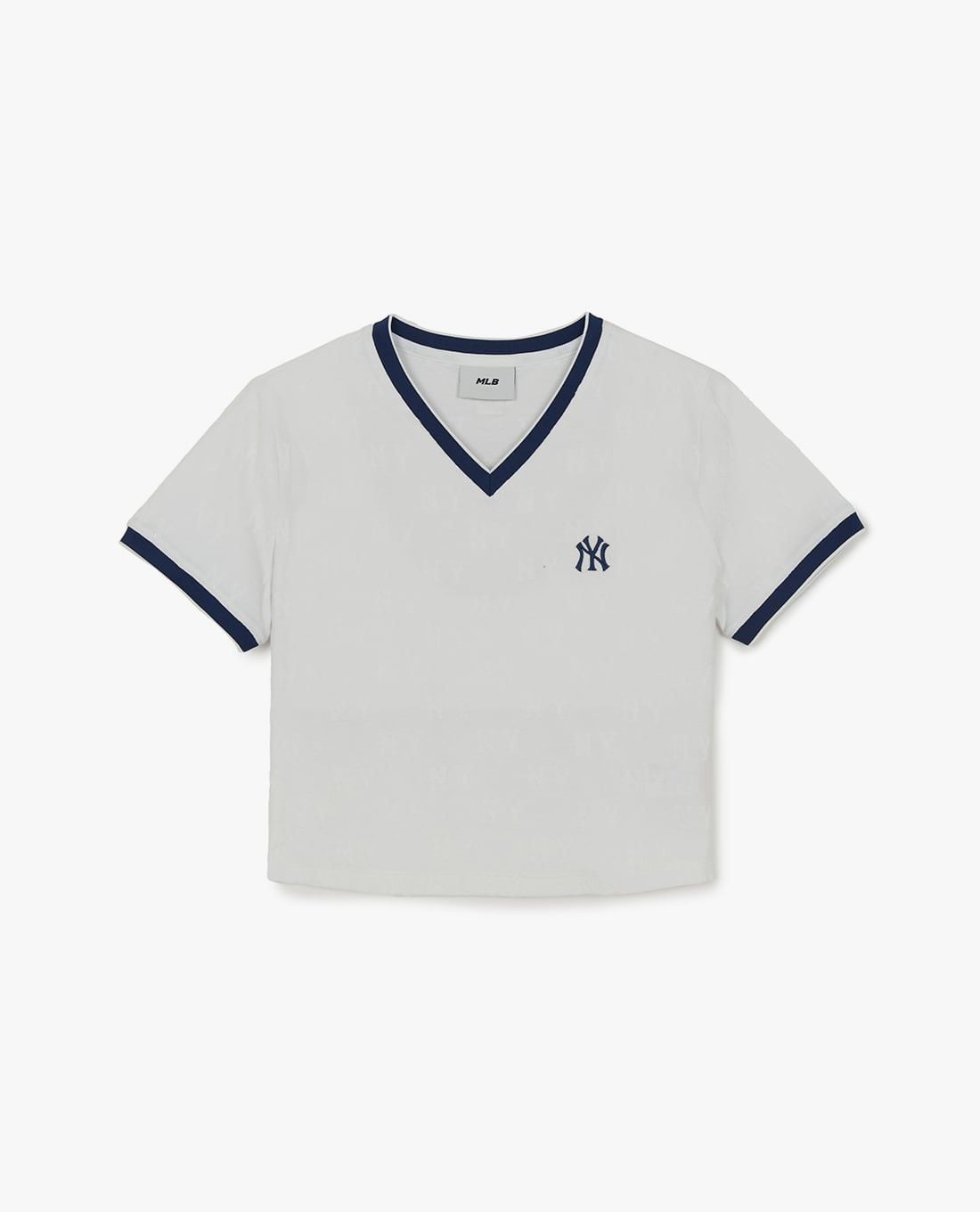 MLB - Áo croptop nữ cổ V phối viền Vintage Logo
