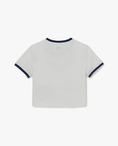  MLB - Áo croptop nữ cổ V phối viền Vintage Logo 