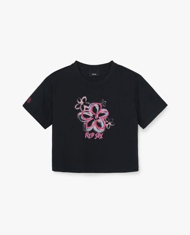  MLB - Áo croptop nữ cổ tròn tay ngắn Flower Graphic 