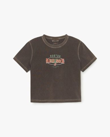  MLB - Áo croptop nữ cổ tròn tay ngắn Varsity Washing Vintage 