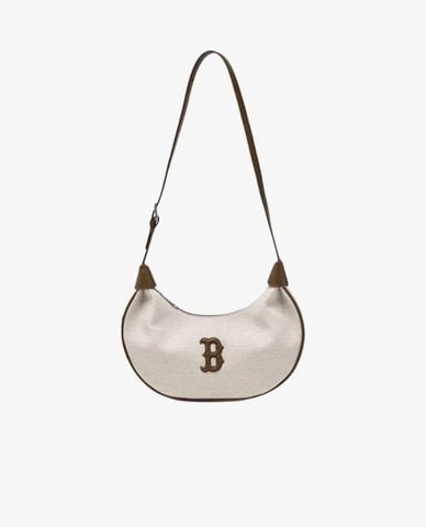  MLB - Túi đeo vai nữ hình bán nguyệt Basic Canvas 