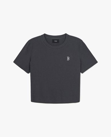  MLB - Áo croptop nữ cổ tròn tay ngắn Vintage 