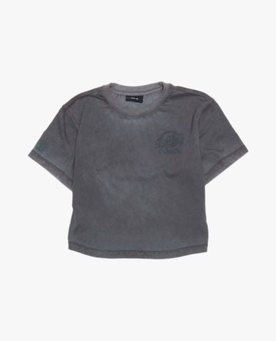  MLB - Áo croptop nữ cổ tròn tay ngắn Logo 