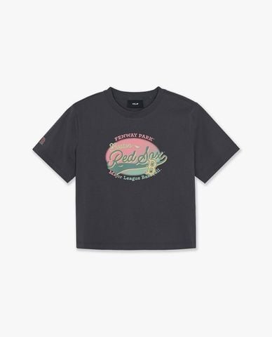  MLB - Áo croptop nữ cổ tròn tay ngắn Vintage Graphic 