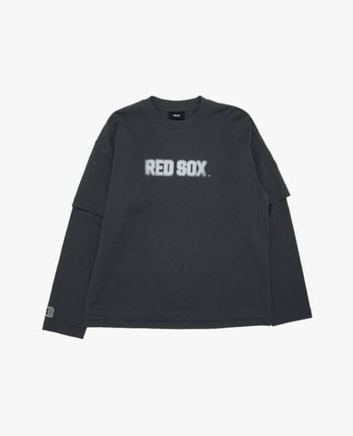  MLB - Áo thun unisex cổ tròn tay dài in logo 