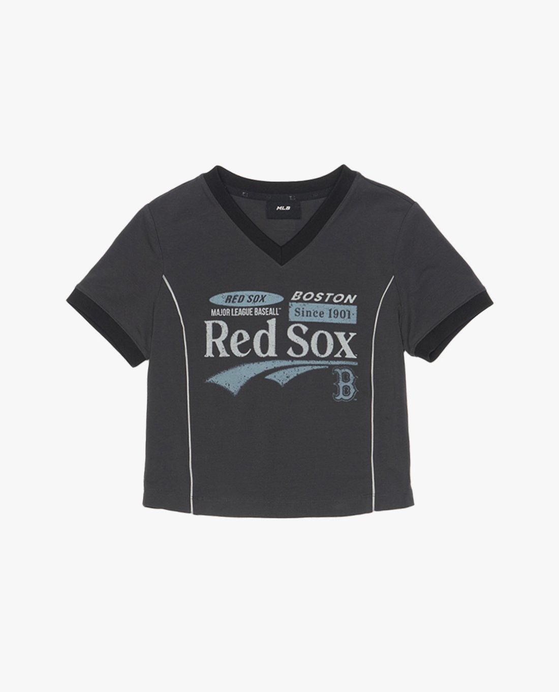 MLB - Áo croptop nữ cổ V tay ngắn Varsity