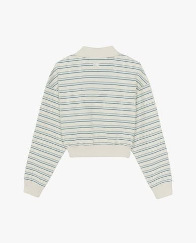  MLB - Áo polo nữ tay dài phối sọc Varsity 