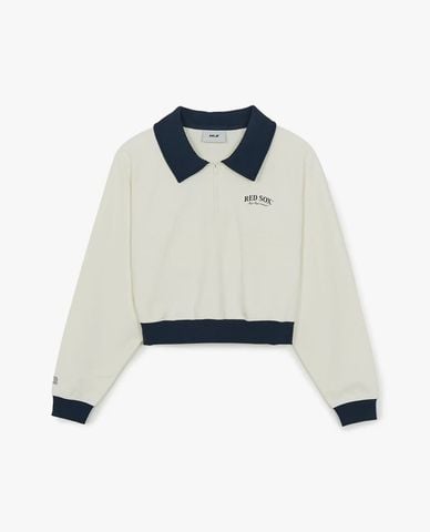  MLB - Áo sweatshirt nữ cổ bẻ tay dài Varsity Sportive 